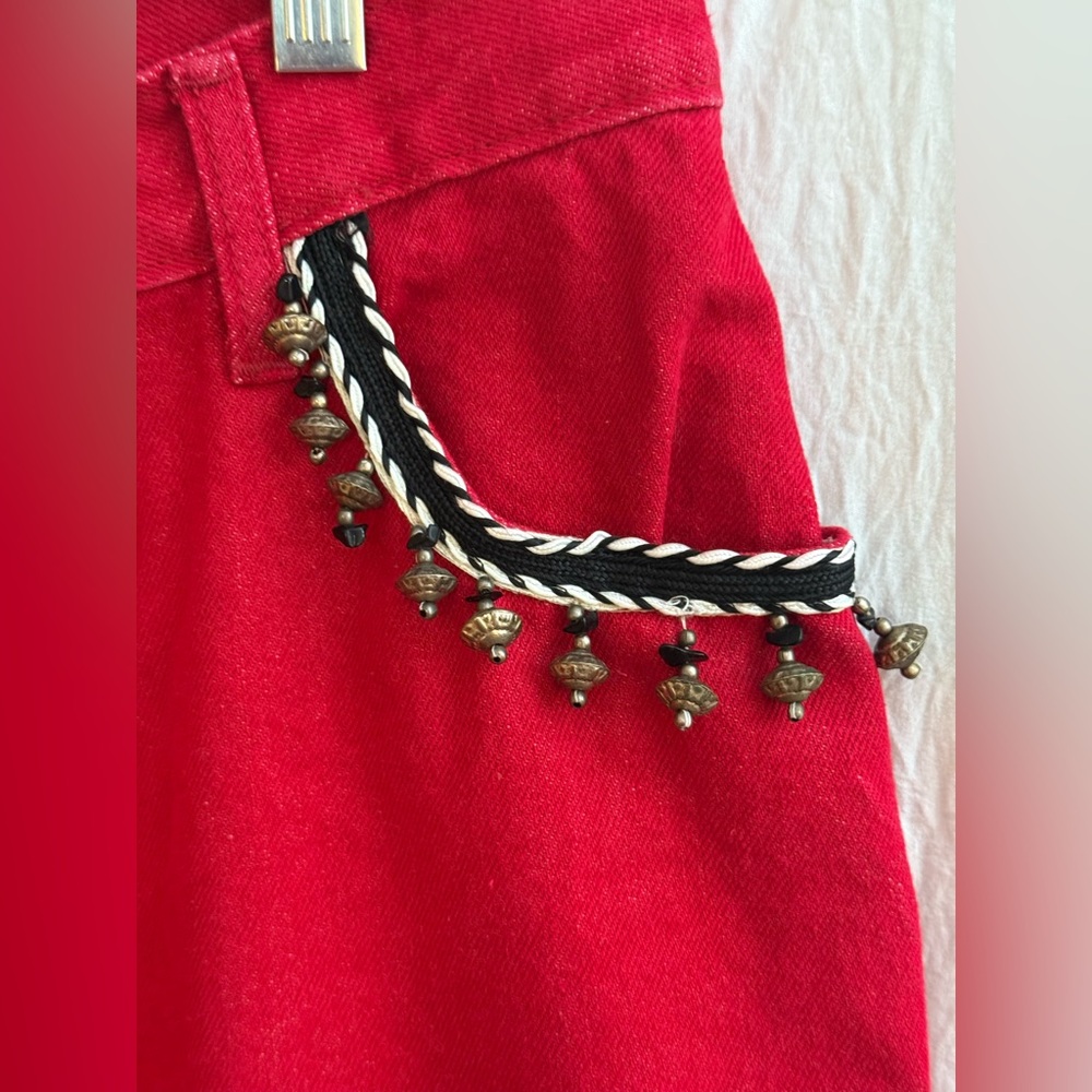 Cache Chic Red Women's Vintage Jeans w/embellished pockets. Holidays - Picture 3 of 9